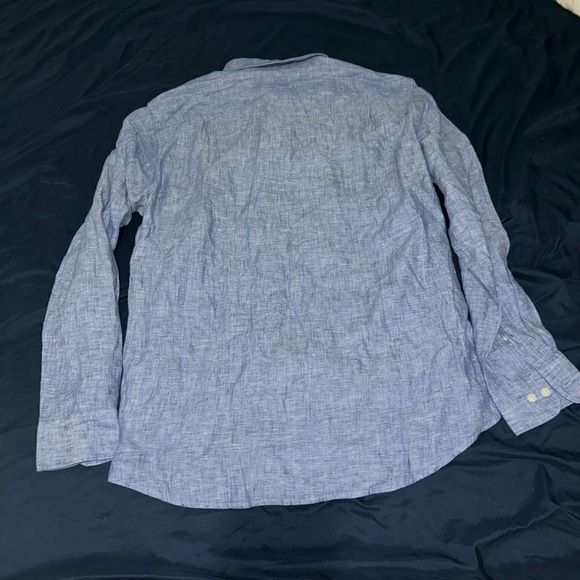 NWT Uniqlo Premium Linen Long Sleeve Shirt Men's Large NEW Blue - Picture 7 of 10